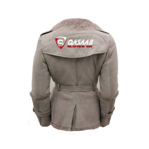 Col en fourrure Offre Spéciale mode femmes coton extérieur respirant hiver réchauffé en cuir véritable polaire veste avec ceinture - Product Image 2