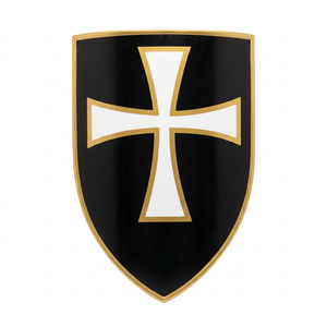 Escudo de Batalla Templario Medieval Hecho a Mano, Acero de Calibre 18, Cruz Blanca, Forjado a Mano, Pulido, Impresión Digital de 2 Colores - Product Image 1