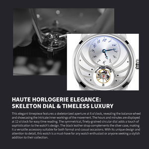 Reloj de pulsera para hombre con logotipo personalizado OEM ODM, MOQ bajo, rueda de equilibrio automática, esfera descentrada, correa de cuero y acero inoxidable. - Product Image 2