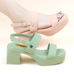 women coarse with sandals beautiful design block high heel open toe ankle strap sandals shoes platform sandals