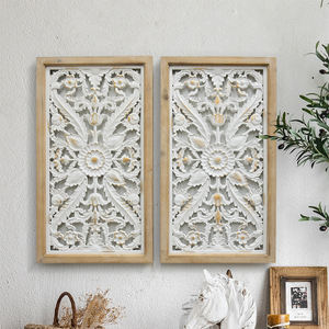 Décoration murale artisanale en bois rustique personnalisée, ensemble de 2 plaques murales sculptées en MDF - Product Image 3