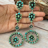 Boucles d'oreilles pendantes en argent sterling faites à la main avec turquoise Kingman et tige en argent sterling, bijoux artisanaux uniques pour femmes, cadeau