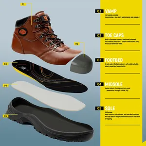 Men's High Quality Fashion Steel Toe Cap Safety Shoes Anti Slip Protective Industrial Safety Boots