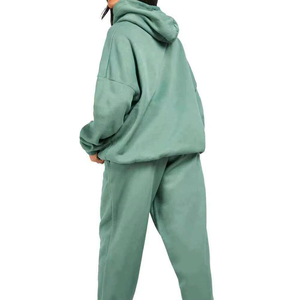 Ensemble de survêtement pour femmes, sweat à capuche uni, taille oversize, 2 pièces, imprimé, coupe-vent, léger, respirant, séchage rapide, fermeture éco-responsable, 100% écologique - Product Image 2