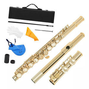 Flauta de ouro com estojo de couro para Flauta Slaed de fábrica com 16 furos e teclas em tom C de cobre branco - Product Image 1