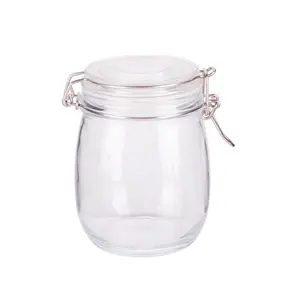 Shenzhen glass pickling jar with wire bail lid air-tight glass storage jar with trigger closure