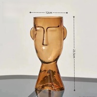 Vas Kaca Seni Wajah Abstrak Eropa, Vas Bunga Hidroponik Kreatif untuk Dekorasi Interior Ruang Tamu