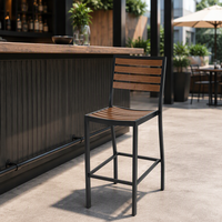 Chaise de bar moderne en aluminium avec dossier à lattes, pour l'intérieur et l'extérieur