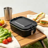 Boîte à lunch en acier inoxydable 304 à paroi simple, sans BPA, étanche, compatible lave-vaisselle, avec boucle en silicone, idéale pour le camping et le bureau – Offre Spéciale
