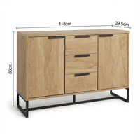 Meuble de rangement moderne en panneaux de bois écologiques avec cadre métallique et miroir supérieur, pour salon, chambre, entrée, bar à domicile
