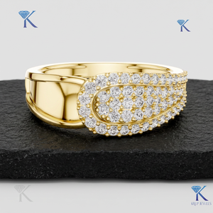 Bague en diamant de laboratoire en or massif, style vintage, avec pavé de diamants, bijoux fins sur mesure pour femmes, fournisseur en gros - Product Image 1