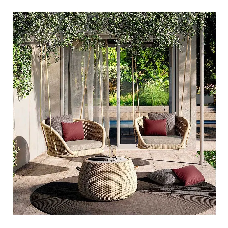 Садовый внутренний дворик, открытый качающийся стул, мебель для двора, для отдыха, плетеный стул из ротанга