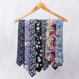 mustard floral tie Suppliers-Wholesale High Quantity Floral Cotton Casual Necktie Mens Ties Neck Ties For Men