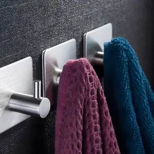Wall Hooks Hanger Bathroom Kitchen Home Stick Stainless Steel 304 Self Adhesive Coat Towel Hook