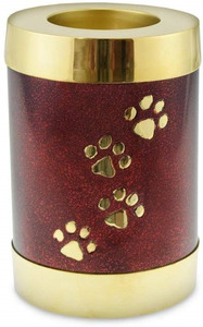 Luxury Red Brass Pet Cremation <b>Urn</b> with Paw Print Tealight Holder Small Memorial <b>Urn</b> for Dog <b>Cat</b> Ashes Funeral Keepsake - Product Image 3