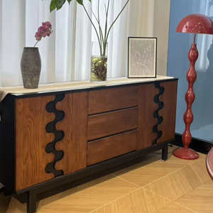 Modern Wave-Shaped <b>Sideboard</b> Large Capacity Living Room <b>Sideboard</b> Design Solid Wood Side <b>Storage</b> Cabinet for Home Furniture - Product Image 1
