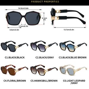 Lunettes de soleil polygonales surdimensionnées vintage tendance 2025 avec logo personnalisé, protection UV400, monture large hexagonale - Product Image 4