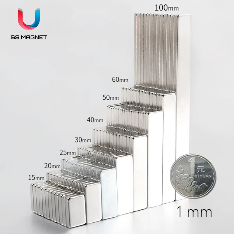 N35 N45 N52 venda quente china atacado bloco quadrado Retangular Neodímio Ndfeb terra rara permanente forte plano ultra fino ímã
