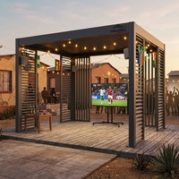 Pergola bioclimatique motorisée en aluminium avec toit rétractable à lames orientables, imperméable, résistante au vent, écologique, durable et autoportante