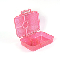Boîte à lunch mignonne et scintillante à 4 compartiments, 100 % sans BPA, étanche, avec couvercle en plastique pour enfants