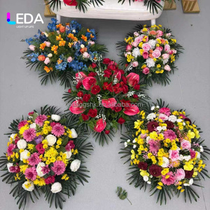 Guirnalda de Flores Artificiales de Seda Personalizada LEDA para Cementerio, Corona Floral para Funeral, Arreglos Florales de Homenaje - Product Image 1
