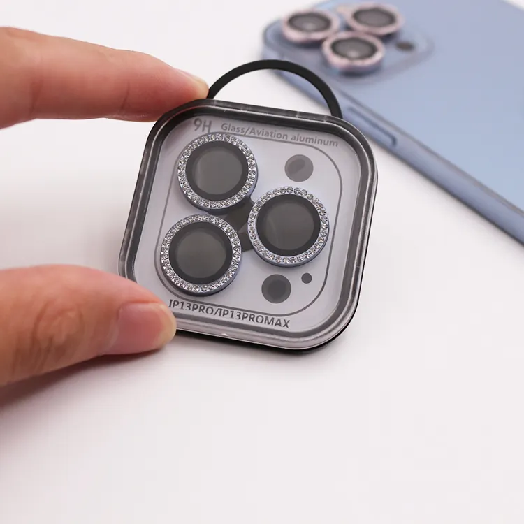 Роскошное 3D металлическое алмазное кольцо для объектива камеры Защитное стекло для камеры iPhone 11 12 13 pro max