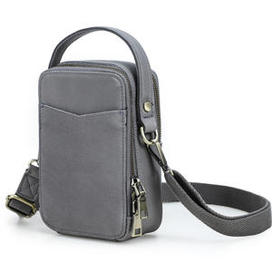 Sac bandoulière vintage en cuir véritable pour homme, petit sac messager, sac à bandoulière, chaînes, imperméable, vente en gros - Product Image 6