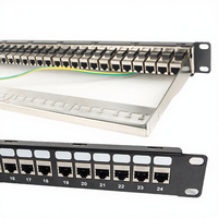 Panel Patch RJ45 24 Port CAT6A Terlindung STP dengan Pelat Terminasi Jaringan dan Blank Bar Belakang untuk Pemasangan di Rak
