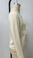 Cardigan en tricot pour femme à col montant avec poche, boutons dorés, manches longues, veste en tricot, fabrication OEM ODM, tricot sur mesure