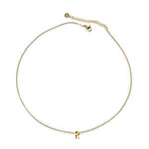 Collier pendentif plaqué or en acier inoxydable 316L avec breloque initiale R pour femme, bijoux tendance - Product Image 1