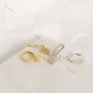 Pendientes de Plata de Ley 925 Dylam Tiny Anise Star and Moon Joyeria, Aros Colgantes - Product Image 2