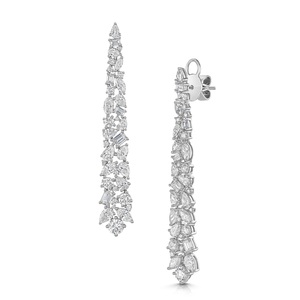 Pendientes de diamantes cultivados en laboratorio OX Classic, pendientes de diamantes de oro blanco de 18 quilates, joyería de oro de lujo personalizable para regalo, boda - Product Image 1