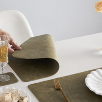 Napperons en PVC imperméables isolants pour table à thé, décoration de fête, avec tapis de table en cuir synthétique et nappe