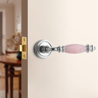 Nouveau Style laiton massif avec poignée de porte en pierre intérieur chambre confidentialité Passage serrure en bois poignée de porte serrure luxe levier poignées