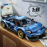 KBOX 10520 Technique pour Aventador SV-J 63 68 Bleu Sports Car Building Block Set Modèle Cadeau de Noël pour Enfants