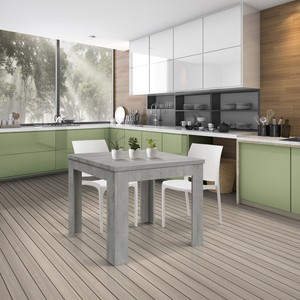 Mesa de Comedor Extensible Isabel de 90 a 180 cm, Acabado en Melamina Gris Cemento, para Uso Interior - Product Image 3