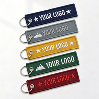 Porte-clés en tissu brodé personnalisé avec logo, style jet tag d'aviation, double face, souvenir de voyage promotionnel, vente en gros