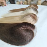 Rambut Asli Remy Silk Base Lace PU Topper, Hairpiece Ikat Tangan dengan Kulit Kepala Alami untuk Wanita, Rambut Rontok, Grosir, Ready Stock