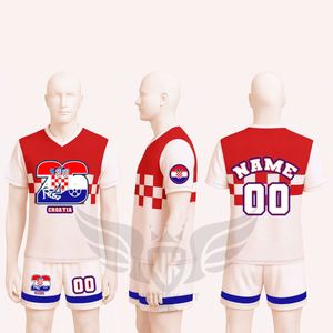 Ensemble maillot et short de supporter thème Croatie, tenue de sport de football personnalisée, uniforme d'entraînement imprimé par sublimation - Product Image 4