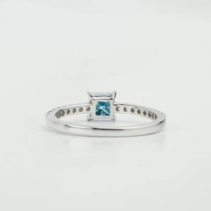 Elegante Anillo de Diamante Azul Cultivado en Laboratorio, Corte Princesa, Joyería de Compromiso, Estilo Art Deco Vintage, Anillo de Promesa de Oro Sólido para Aniversario - Product Image 3