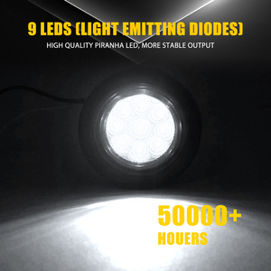 AUXITO 2 pouces, feux latéraux ronds à 9 LED blanches 6000K, avec œillet pour camions, UTV, remorques, couvercle fumé, 5 pièces - Product Image 3