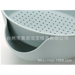 ตะกร้ากรองพลาสติกสองชั้น Fabao ขนาด 20.3x23x9 ซม. พร้อมฐานแบบมีรูสำหรับกรองผักผลไม้ - Product Image 4