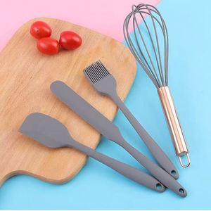 Silicone <b>Kitchen</b> <b>Utensils</b> Set With <b>Copper</b> Wooden Handle & Storage Bucket FDA Approved - Product Image 4