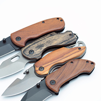 Mini couteau pliant de poche personnalisé OEM lame en acier inoxydable avec manche en bois pour le camping