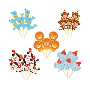 WB025 40 Pcs קרנבל מסיבת Cupcake Toppers עטיפות ספקי צד קרקס קרקס מסיבת נושא ילדים יום הולדת נייר חד פעמי