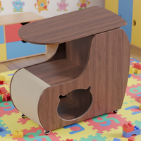 Table d'appoint console moderne en bois pour animaux de compagnie avec roulettes, lit pour chat et rangement, idéale pour salon et hôtel