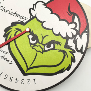 เครื่องประดับคริสต์มาสกรินช์ ทำจากไม้ รูปทรงกลม ลายการ์ตูน ของตกแต่งวันหยุด งานฝีมือ ป้ายของขวัญ - Product Image 1