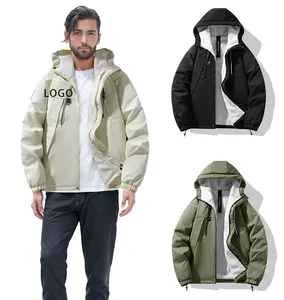 OEM Custom Design hoodie sherpa velo forrado jaqueta exterior inverno outerwear jaqueta à prova de vento dos homens