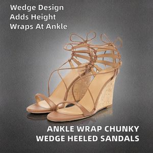 รองเท้าส้นสูงแบบสวมรัดข้อเท้าสำหรับผู้หญิง ส้นหนา เสริมส้น เพิ่มความสูง คุณภาพดี สำหรับฤดูร้อนและฤดูใบไม้ร่วง - Product Image 2