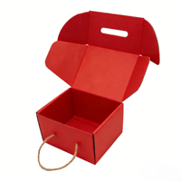 Boîte en carton ondulé orange avec poignée, style chapeau Steven Land, réutilisable, écologique, robuste, pour cadeaux, emballage en papier ondulé, design personnalisé